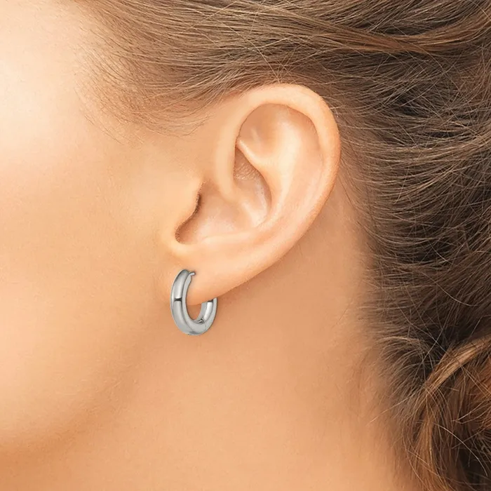TreasureFineJewelers Stainless Steel Polished 4mm Hinged Hoop Earrings Earrings