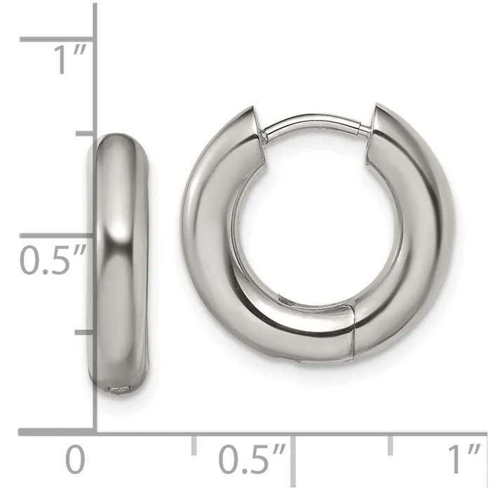 TreasureFineJewelers Stainless Steel Polished 4mm Hinged Hoop Earrings Earrings
