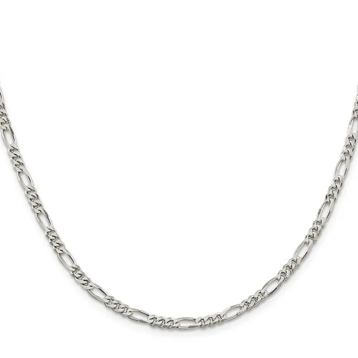 TreasureFineJewelers Sterling Silver 35mm Figaro Chain Rings
