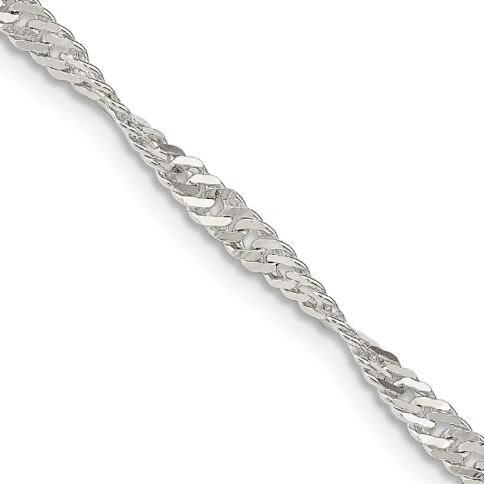 TreasureFineJewelers Sterling Silver 3mm Singapore Chain Rings