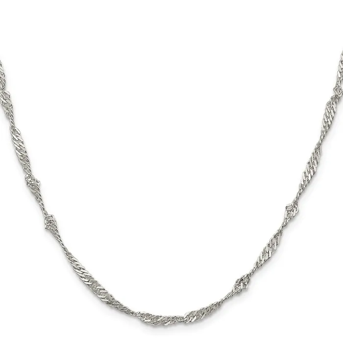 TreasureFineJewelers Sterling Silver 3mm Singapore Chain Rings