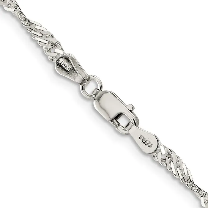 TreasureFineJewelers Sterling Silver 3mm Singapore Chain Rings