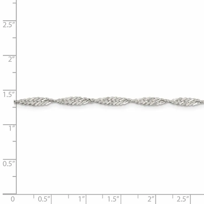 TreasureFineJewelers Sterling Silver 3mm Singapore Chain Rings