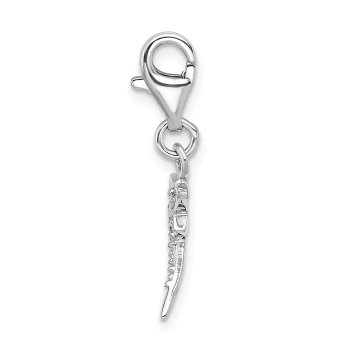 TreasureFineJewelers Sterling Silver Amore La Vita Rhodpl Lilac Enameled CZ Dragonfly Charm Rings