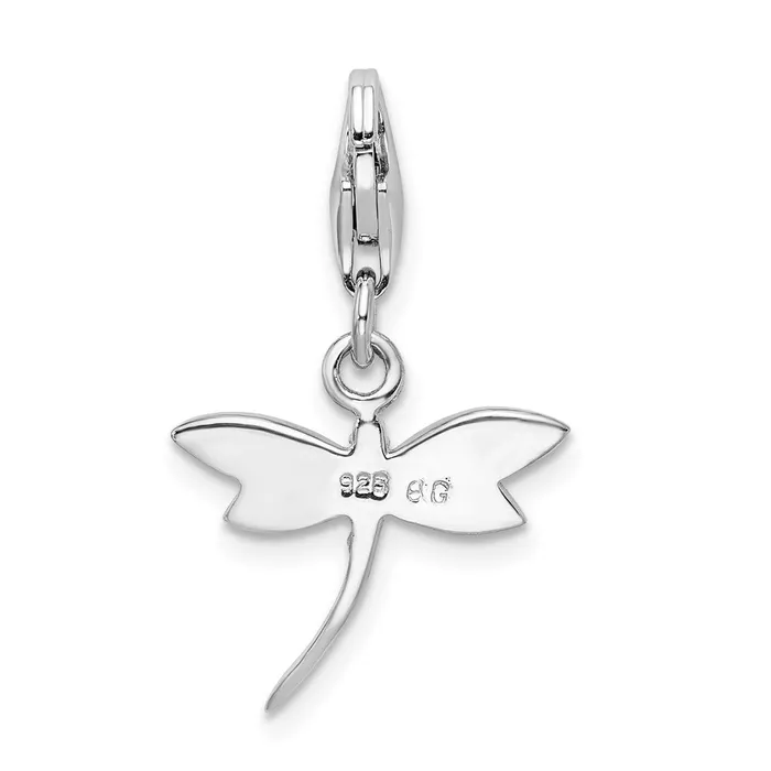 TreasureFineJewelers Sterling Silver Amore La Vita Rhodpl Lilac Enameled CZ Dragonfly Charm Rings