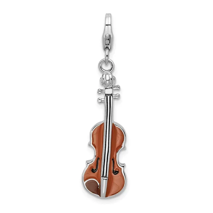 TreasureFineJewelers Sterling Silver Amore La Vita Rhodiumplated Enameled 3D Viola Charm Rings TreasureFineJewelers Sterling Silver Amore La Vita Rhodiumplated Enameled 3D Viola Charm Rings