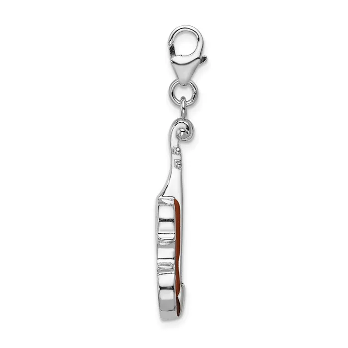 TreasureFineJewelers Sterling Silver Amore La Vita Rhodiumplated Enameled 3D Viola Charm Rings