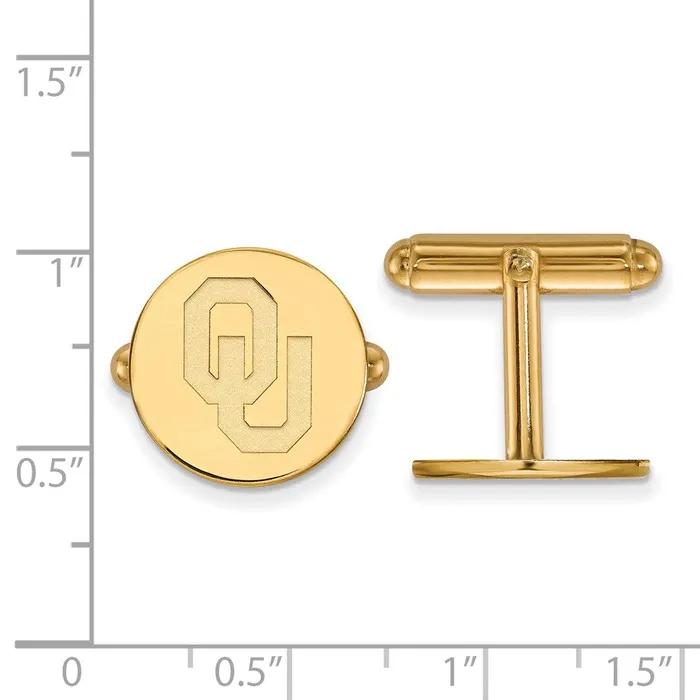 TreasureFineJewelers Sterling Silver Goldplated University of Oklahoma OU Cuff Links Rings