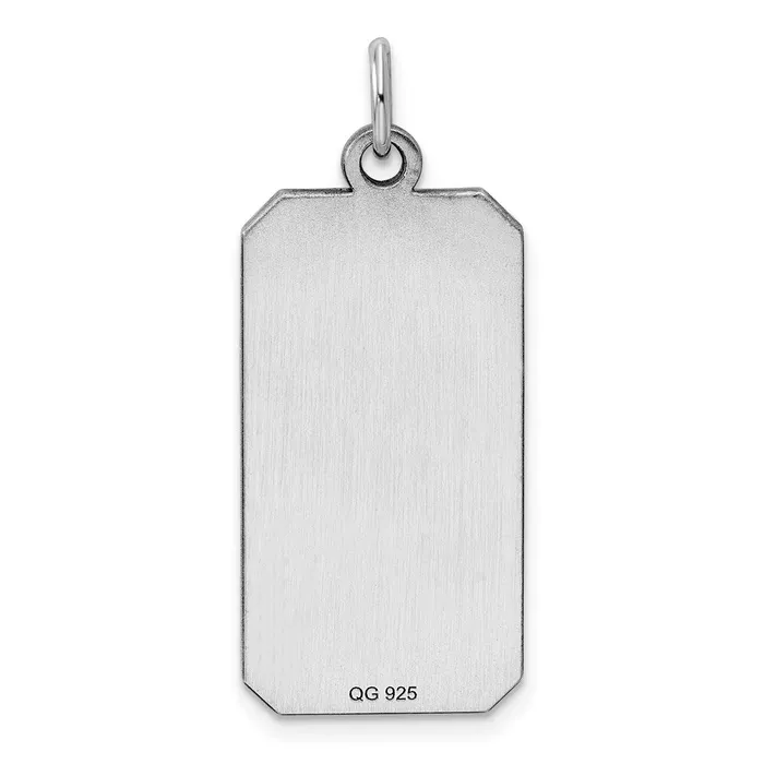 TreasureFineJewelers Sterling Silver Rhodplate Eng Rect Polish FrontSatin Back Disc Charm Rings