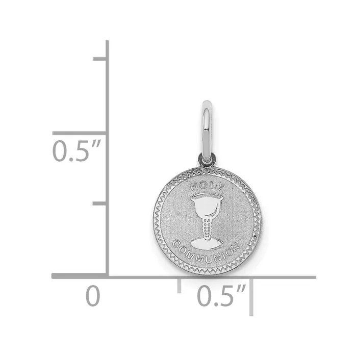 TreasureFineJewelers Sterling Silver Rhodiumplated Holy Communion Disc Charm Rings