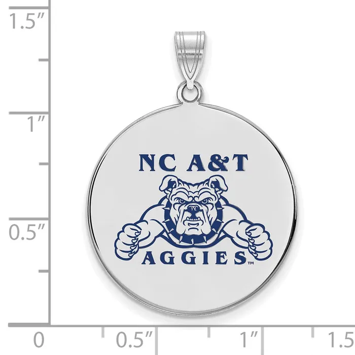 TreasureFineJewelers Sterling Silver Rhodiumplated North Carolina A and T Aggies Extra Large Enameled Disc Pendant Necklaces