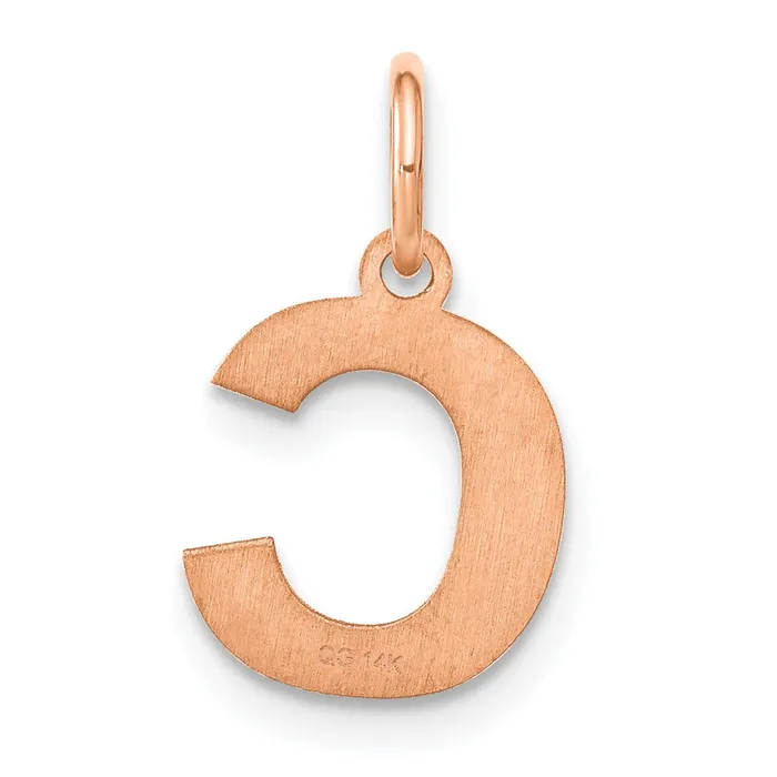TreasureFineJewelers Sterling Silver Roseplated Letter C Initial Pendant Necklaces