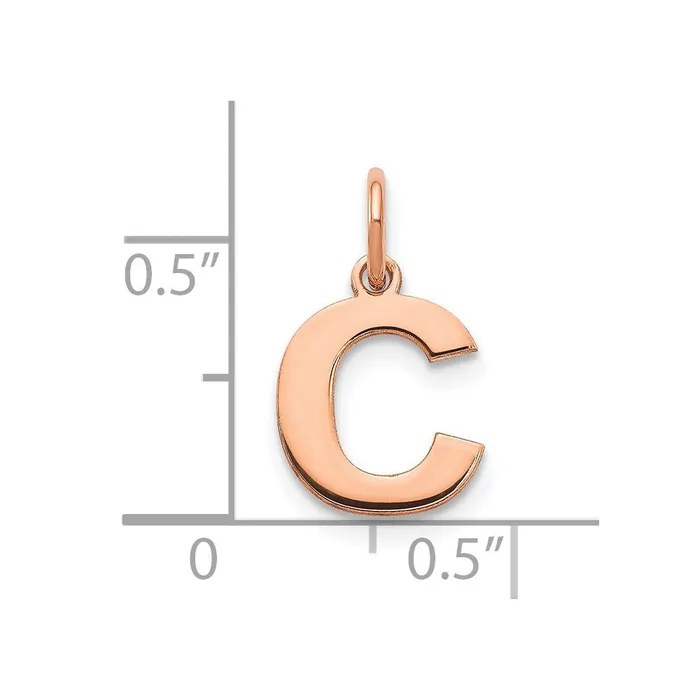TreasureFineJewelers Sterling Silver Roseplated Letter C Initial Pendant Necklaces
