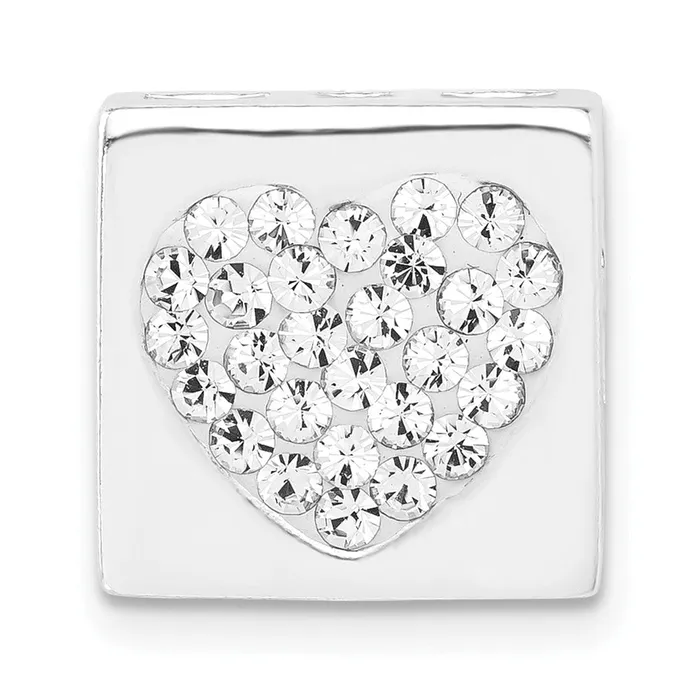 TreasureFineJewelers Sterling Silver Stellux Crystal Heart Square Slide Pendant Necklaces TreasureFineJewelers Sterling Silver Stellux Crystal Heart Square Slide Pendant Necklaces