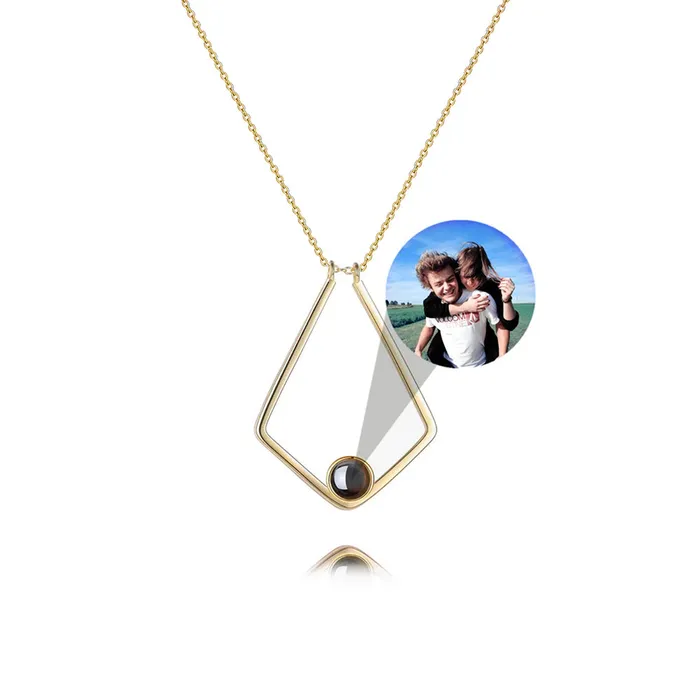 Trendolla Jewelry Necklaces Personalized Vshaped Photo Projection Necklace with Picture Inside Trendolla Jewelry Necklaces Personalized Vshaped Photo Projection Necklace with Picture Inside