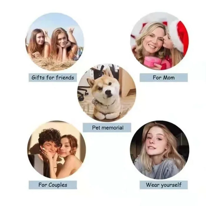 Trendolla Jewelry Necklaces Personalized Vshaped Photo Projection Necklace with Picture Inside