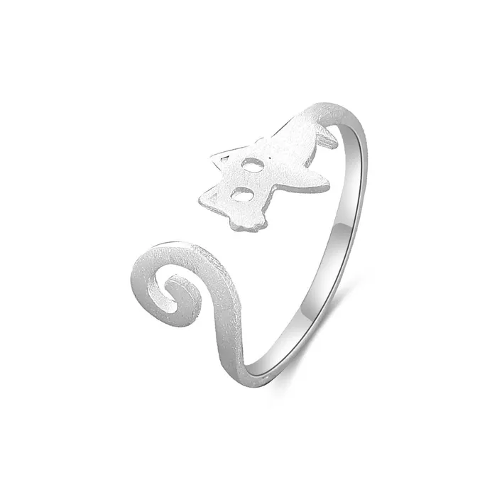 Trendolla Jewelry Rings 925 Silver Simple Kitten Open Ring
