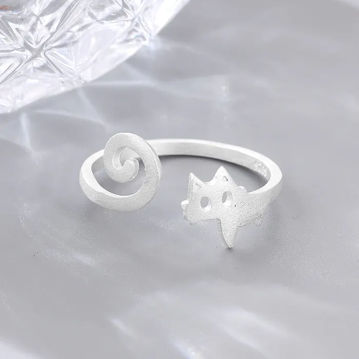 Trendolla Jewelry Rings 925 Silver Simple Kitten Open Ring