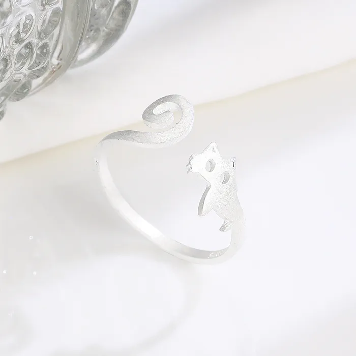 Trendolla Jewelry Rings 925 Silver Simple Kitten Open Ring