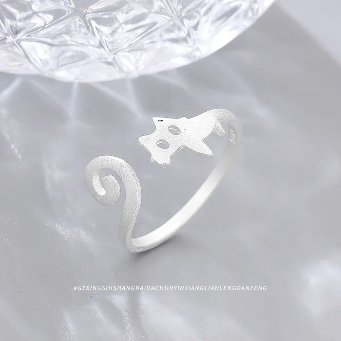 Trendolla Jewelry Rings 925 Silver Simple Kitten Open Ring