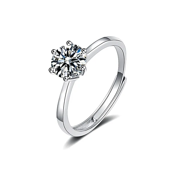 Trendolla Jewelry Rings Simple Womens Ring Moissan Diamond Ring