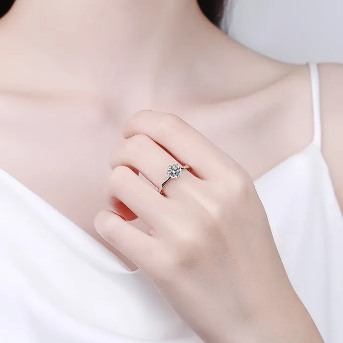 Trendolla Jewelry Rings Simple Womens Ring Moissan Diamond Ring