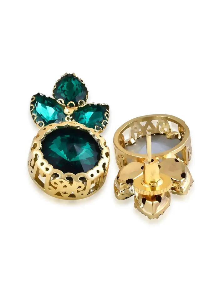 Aina Deep Green and Gold Drop Earrings Curio Cottage Earrings Aina Deep Green and Gold Drop Earrings Curio Cottage Earrings