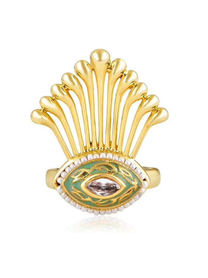 Aina Streax of Gold Green Ring Curio Cottage Rings Aina Streax of Gold Green Ring Curio Cottage Rings