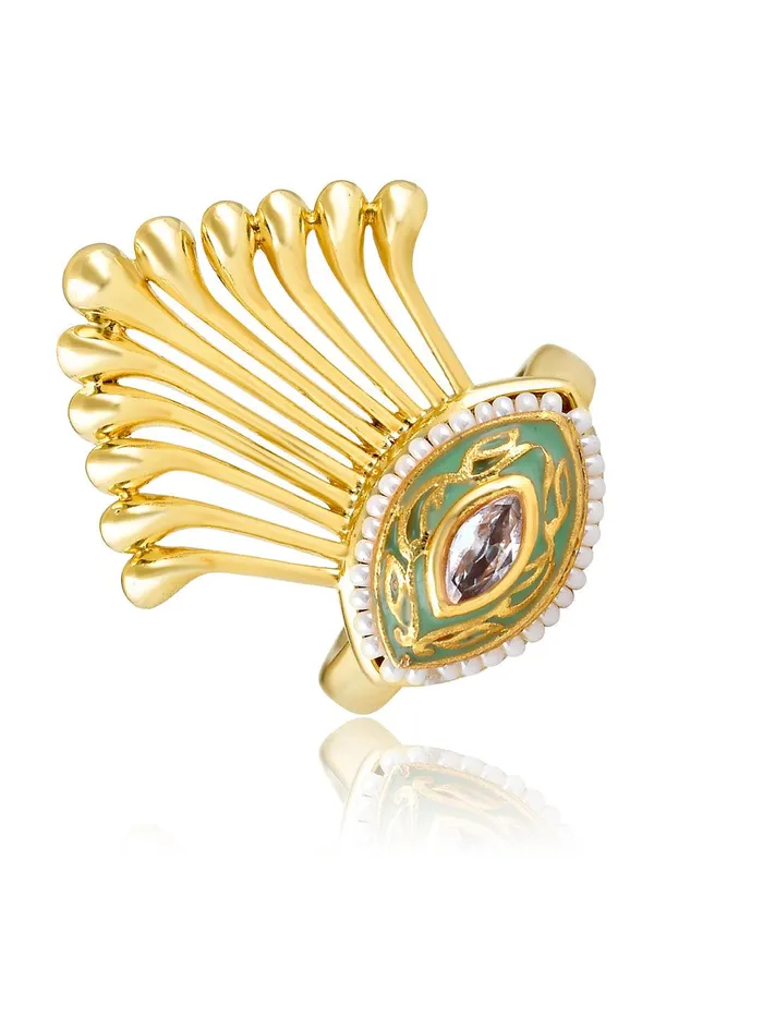 Aina Streax of Gold Green Ring Curio Cottage Rings Aina Streax of Gold Green Ring Curio Cottage Rings