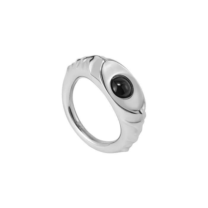 Blackheadshop Rings Black Onyx Snake Bone Rotating Ring