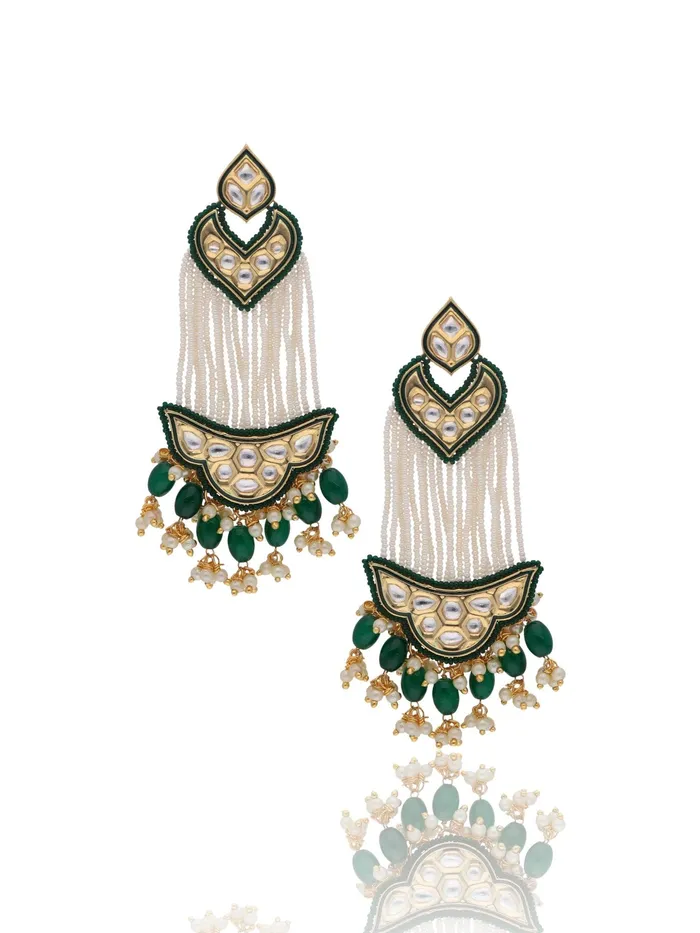 Curio Cottage Bridal Kundan and Pearls Passa Earrings Earrings Curio Cottage Bridal Kundan and Pearls Passa Earrings Earrings