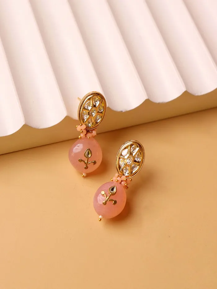 Curio Cottage Meira Pink Droplet Earrings Earrings