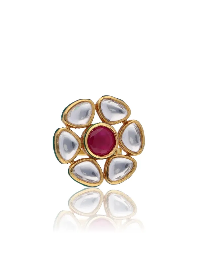 Curio Cottage Rings Bridal Red and Kundan Stone Aster Ring Curio Cottage Rings Bridal Red and Kundan Stone Aster Ring