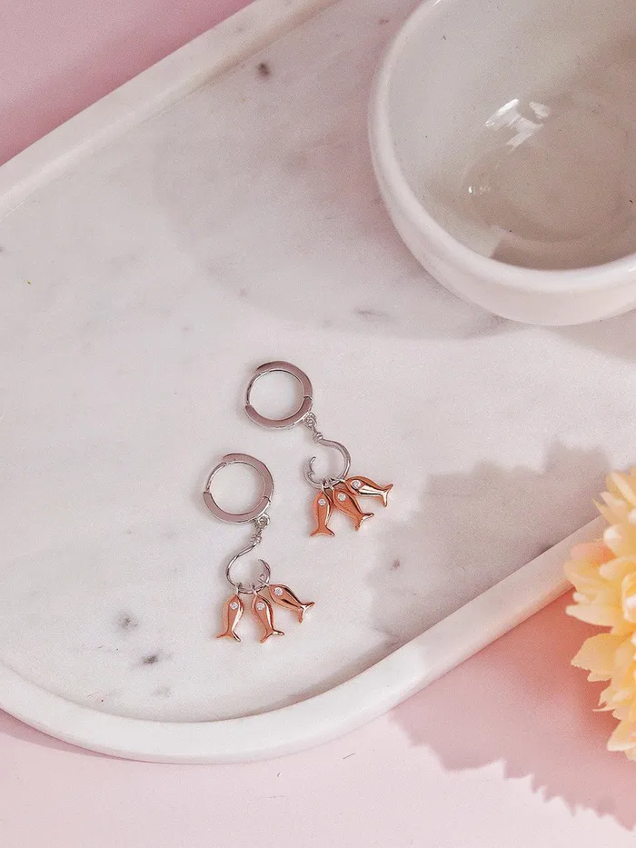 Earrings Curio Cottage 925 Silver Shoaling Of Fish Charms Dangler Earrings