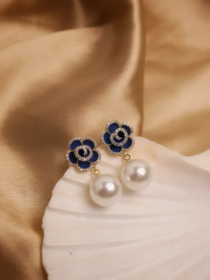 Earrings Curio Cottage Azure Blue Pearl Drop Earrings