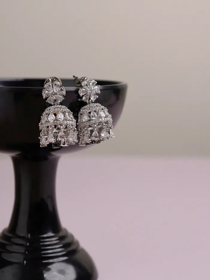 Earrings Curio Cottage Diamante Trinket Mini Cubic Zirconia Jhumki Earrings Earrings Curio Cottage Diamante Trinket Mini Cubic Zirconia Jhumki Earrings