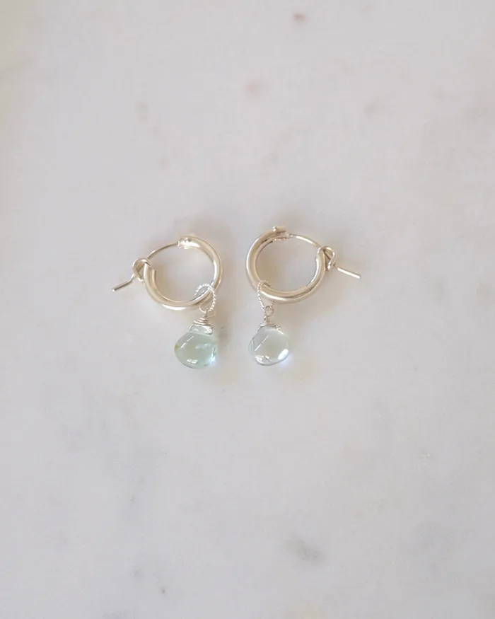 Earrings ERIJEWELRY Aquamarine huggie hoop earrings