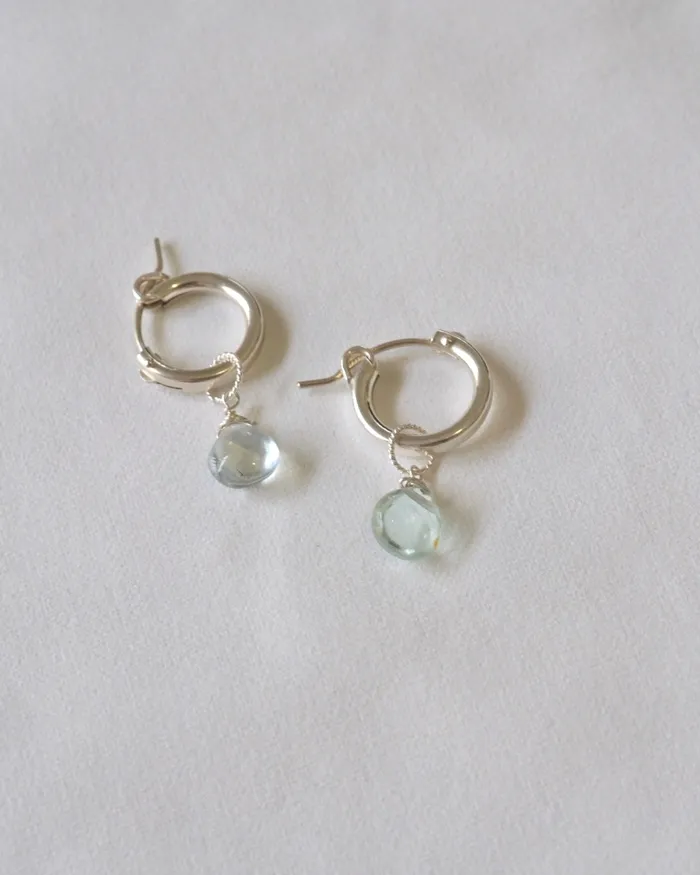 Earrings ERIJEWELRY Aquamarine huggie hoop earrings