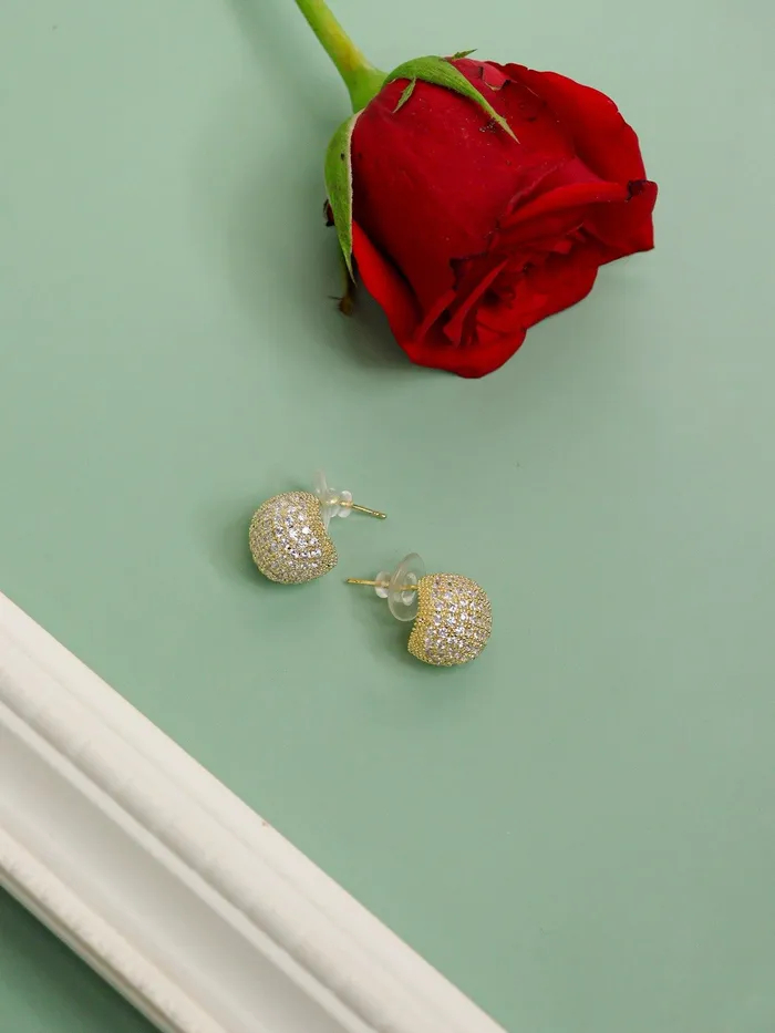 Earrings Gleaming Globe CZ Stud Earrings Gold Curio Cottage Earrings Gleaming Globe CZ Stud Earrings Gold Curio Cottage