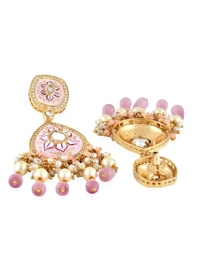 Earrings The Bridal Edit Pastel Pink Kundan Dangler Earrings Curio Cottage Earrings The Bridal Edit Pastel Pink Kundan Dangler Earrings Curio Cottage