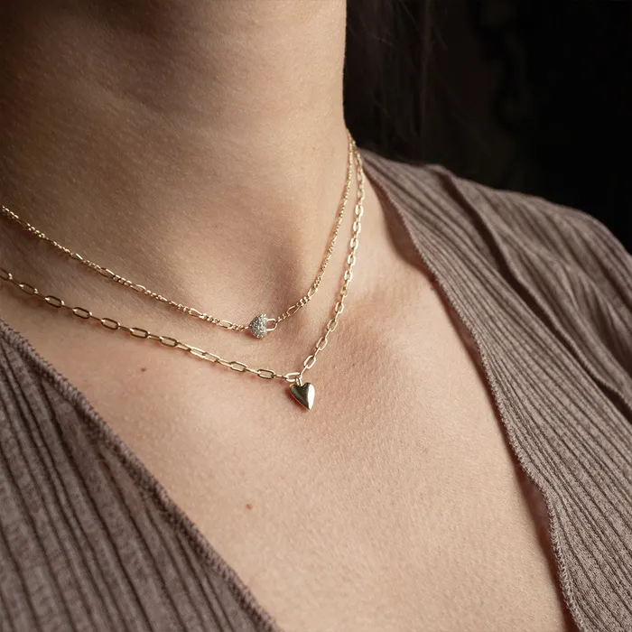 Eklexic Necklaces Micro Heart Charm Paperclip Necklace