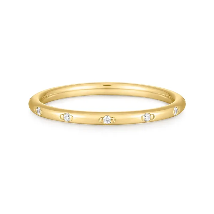 Eklexic Rings Gold Vermeil CZ Studded Thin Ring