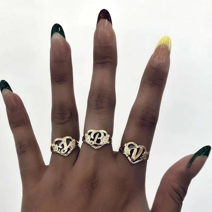 KHLOE JEWELS Custom Jewelry Rings Heart And Soul Initial Ring