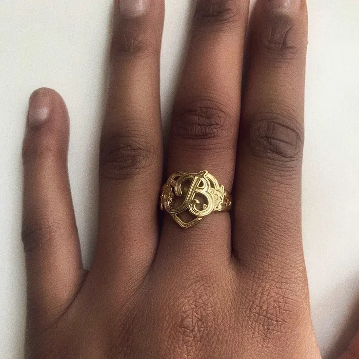 KHLOE JEWELS Custom Jewelry Rings Heart And Soul Initial Ring