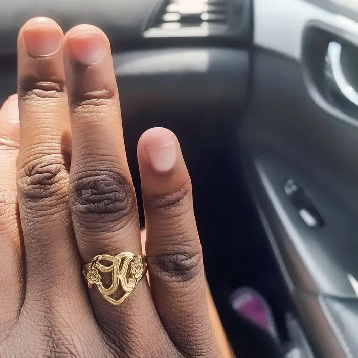 KHLOE JEWELS Custom Jewelry Rings Heart And Soul Initial Ring