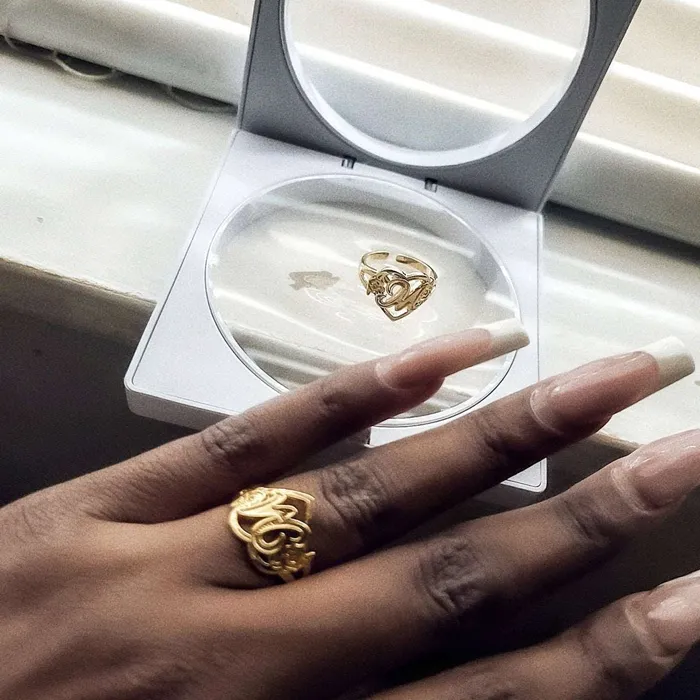 KHLOE JEWELS Custom Jewelry Rings Heart And Soul Initial Ring