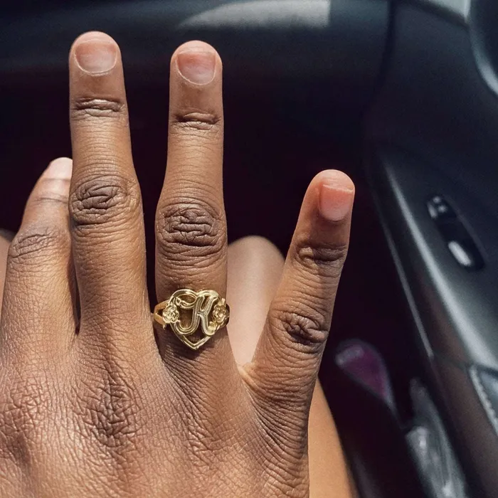 KHLOE JEWELS Custom Jewelry Rings Heart And Soul Initial Ring