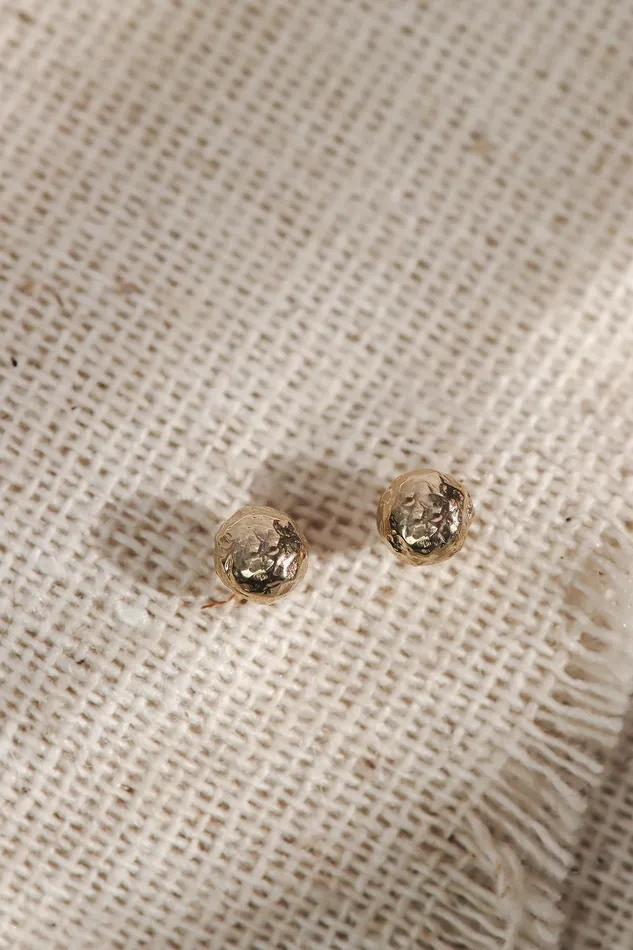Lacee Alexandra Jewelry Earrings Solid Gold Pebble Stud Earrings