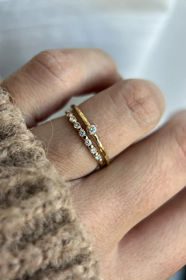 Lacee Alexandra Jewelry Rings Solid Gold Dainty Diamond Ring ReadyToShip