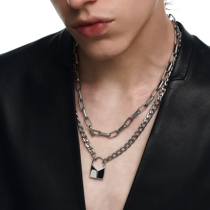 Lovers Interlock Faceted Rhinestone Lock Pendant DoubleLayer Necklace Blackheadshop Necklaces Lovers Interlock Faceted Rhinestone Lock Pendant DoubleLayer Necklace Blackheadshop Necklaces